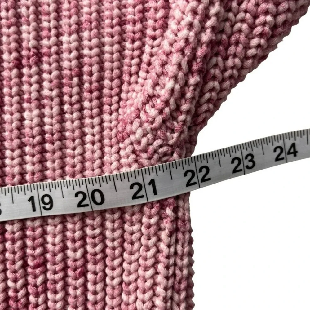 J.Crew Womens M Pink‎ Marled Chunky Knit Sweater Cotton Blend Crew Neck Cozy